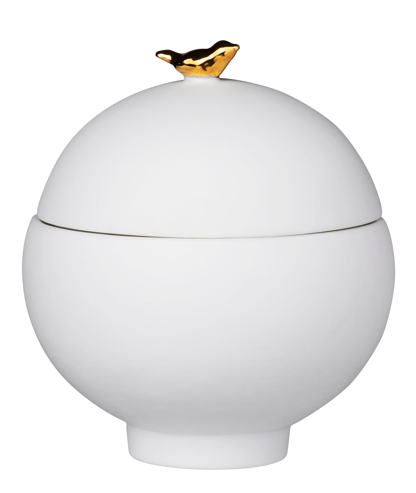 Porcelain jewelry box with gold bird detail