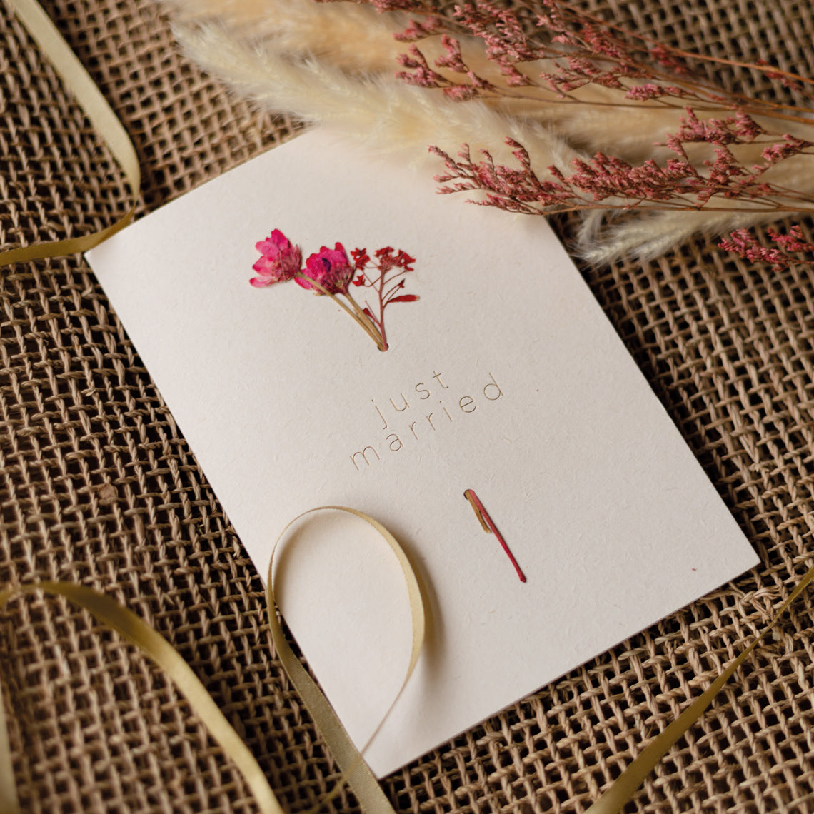 Flowering time card "Just married"