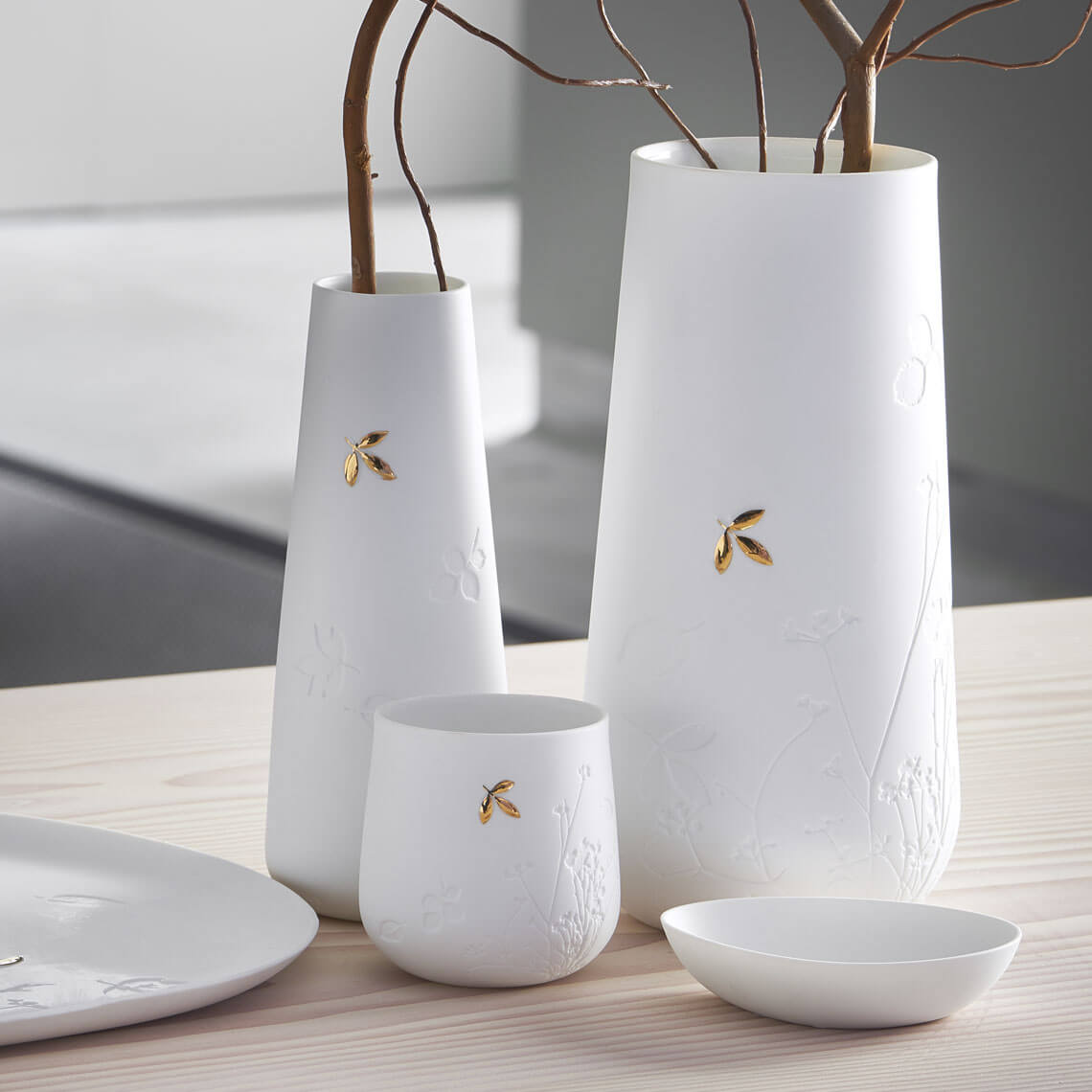 Vase with golden leaf "large"
