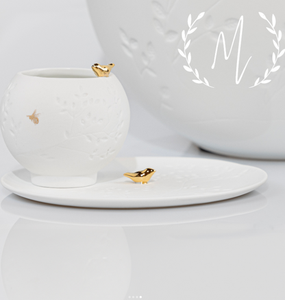Porcelain plate "golden bird"