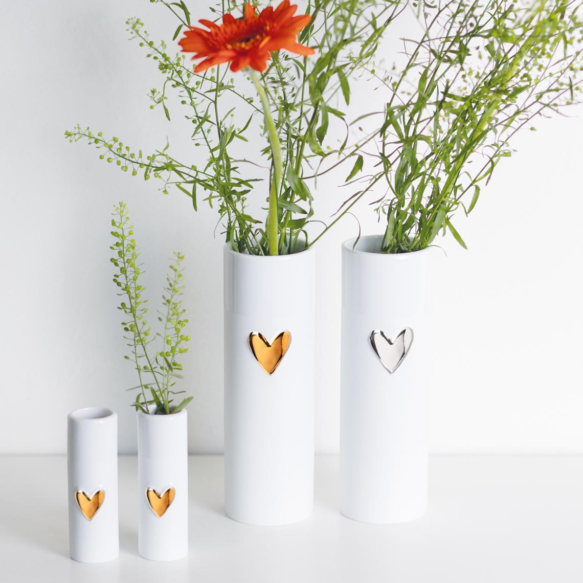 Mini vase · Heart, silver  Set of 2